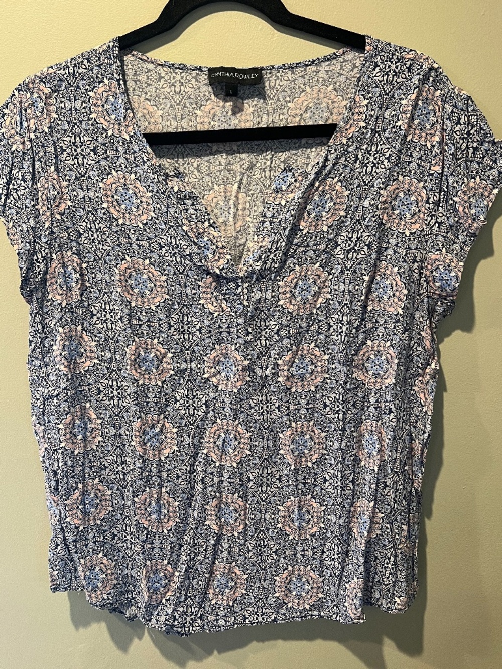 Cynthia Rowley Women’s Top Blue, White and Pink Size L